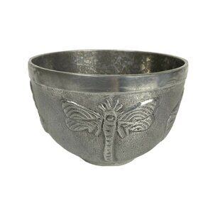 Decorative Cast Aluminum Dragonfly & Leaf Accent Candy Nut Bowl